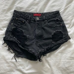 Black jean shorts